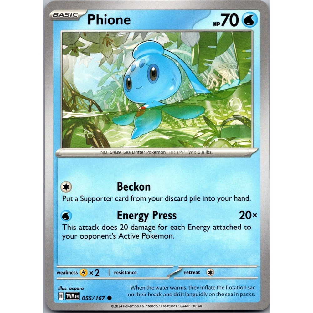 Phione 055/167 Twilight Masquerade Common Pokemon Card SV06 LP Water Type